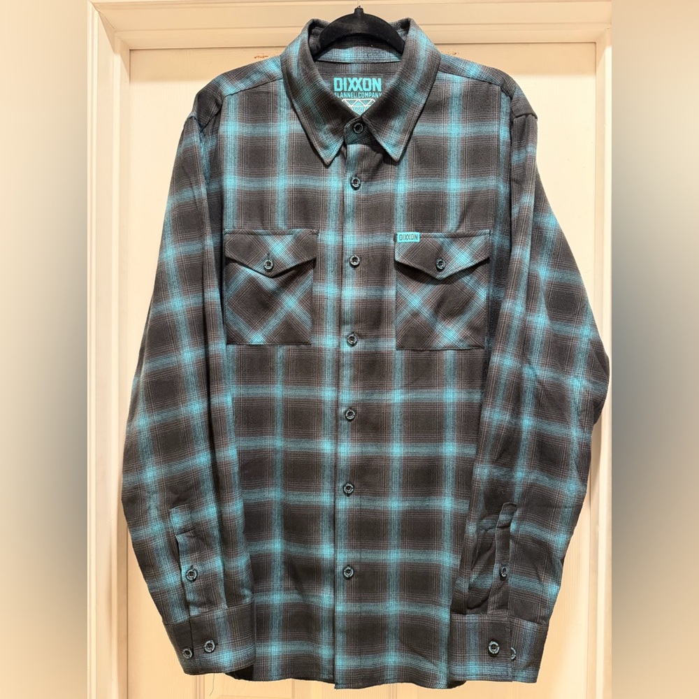 DIXXON "The DIAMOND" Teal and Black Flannel Shirt men's XL